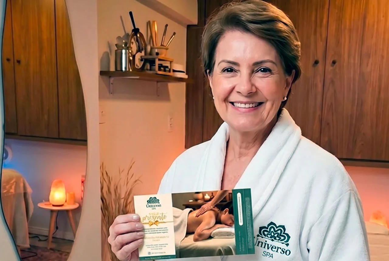 Uma pessoa com um vale-presente do Universo Spa